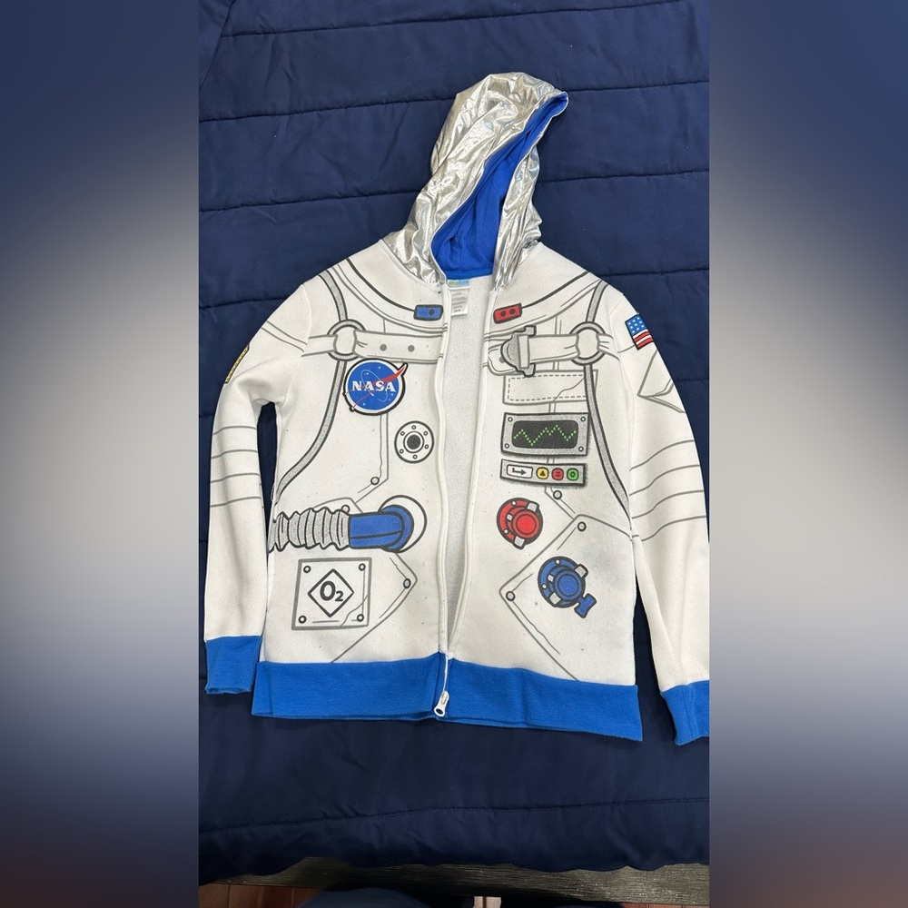 Kids Space-Themed Jacket - White and Blue